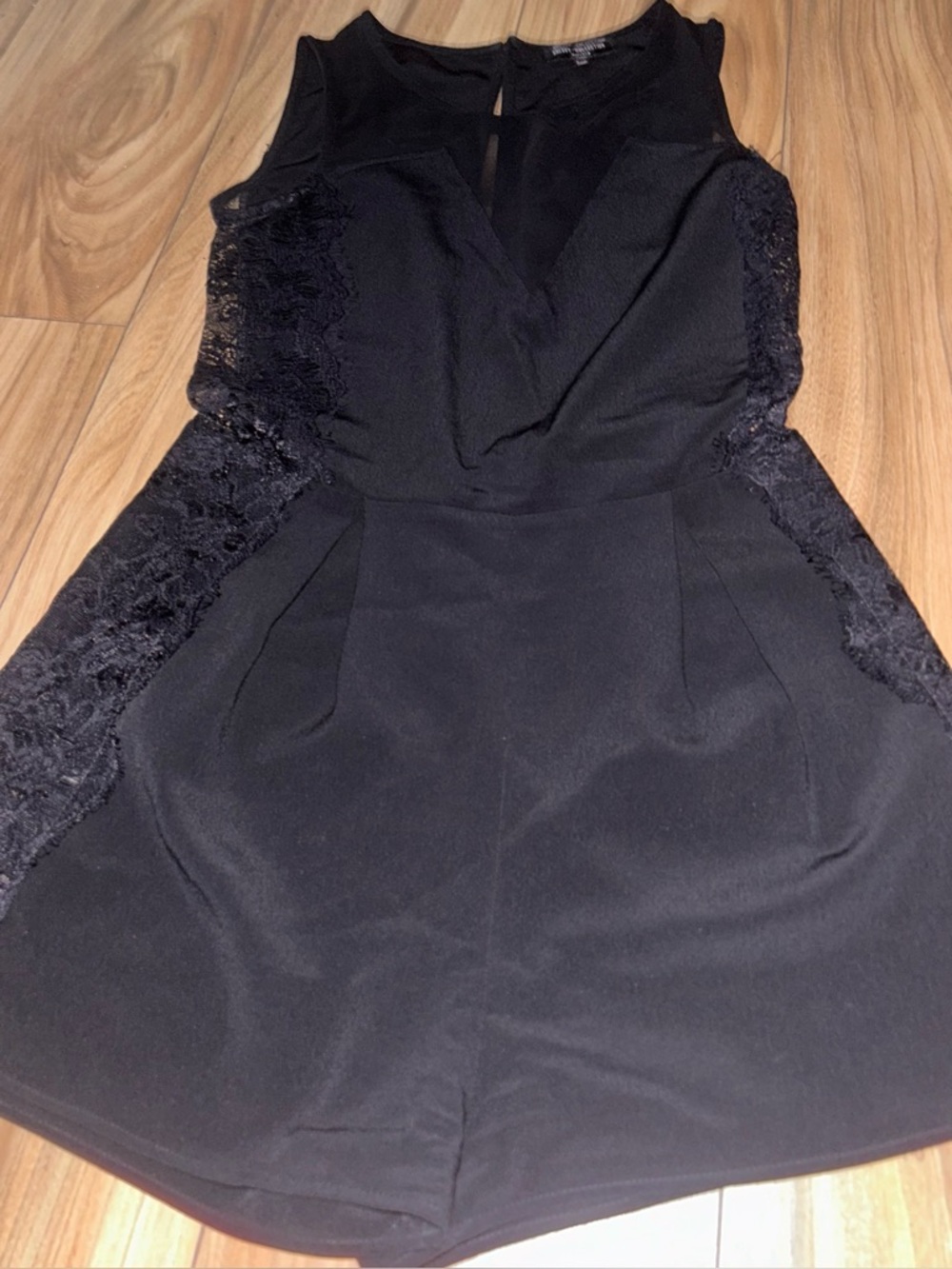 Mossimo Supply Co. Black Lace-Panel Sleeveless Romper